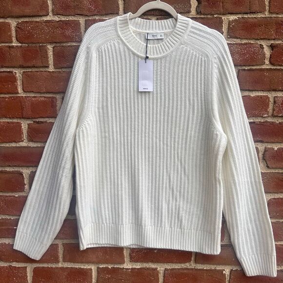 MANGO MAN Sweater 'Joel' in Wool White size large NWT - Picture 1 of 9